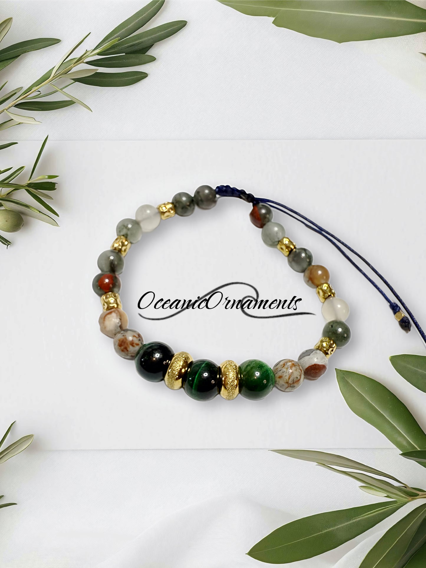 Waldkraft – Herren Heilsteinarmband aus Tigerauge & Jaspis