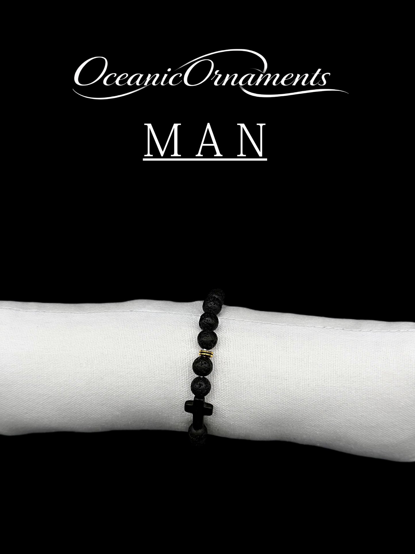 Herrenarmband „Lava Cross – Aureum“