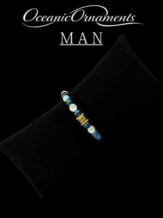 Ozeantiefe – Herren Heilsteinarmband mit Selenit & Bandachat