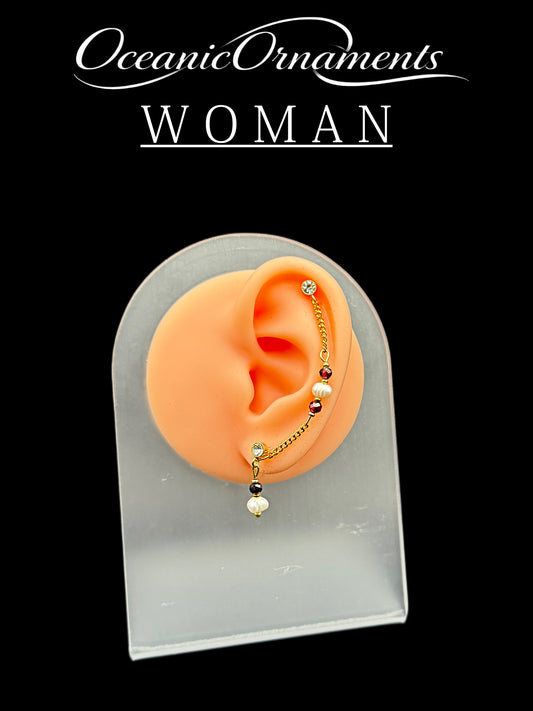 OceanicOrnaments Ohrkettchen „Garnet Pearl Glow“
