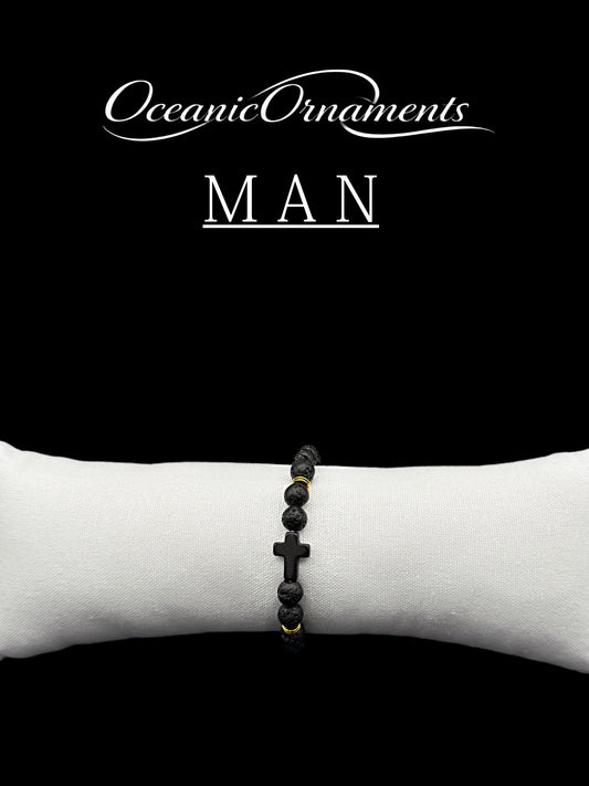 Herrenarmband „Lava Cross – Aureum“