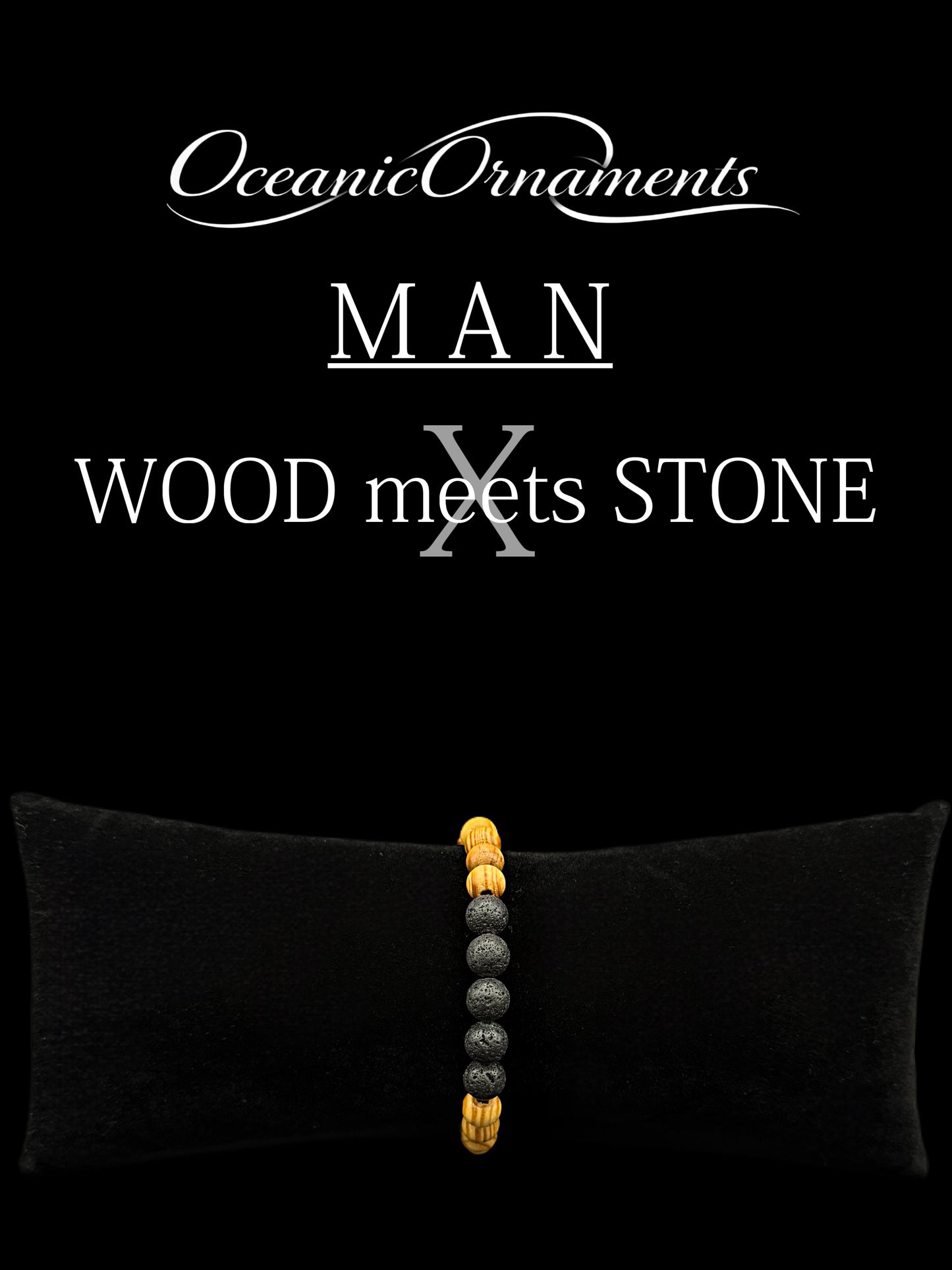 Herrenarmband „Wood meets Stone“