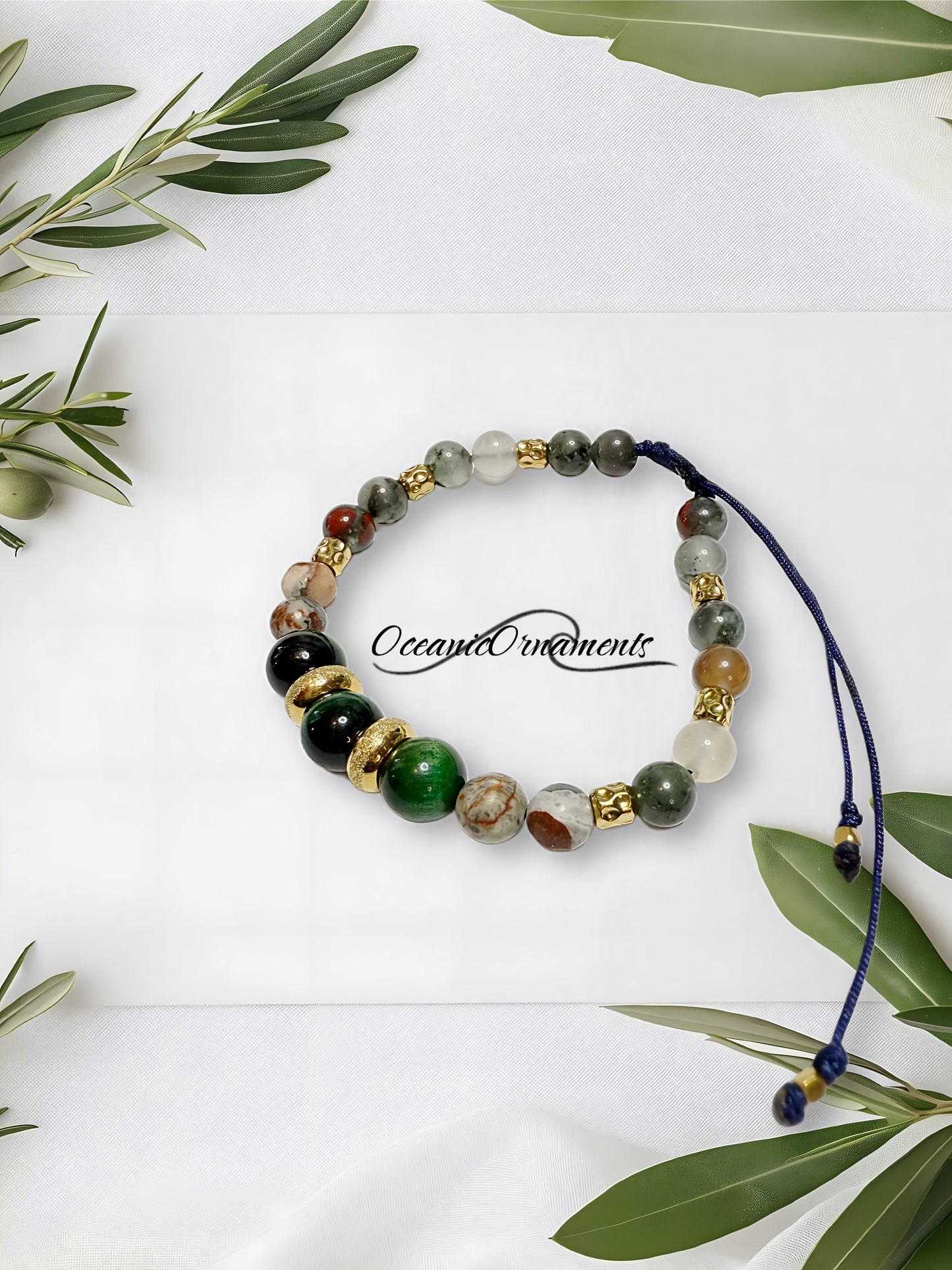 Waldkraft – Herren Heilsteinarmband aus Tigerauge & Jaspis