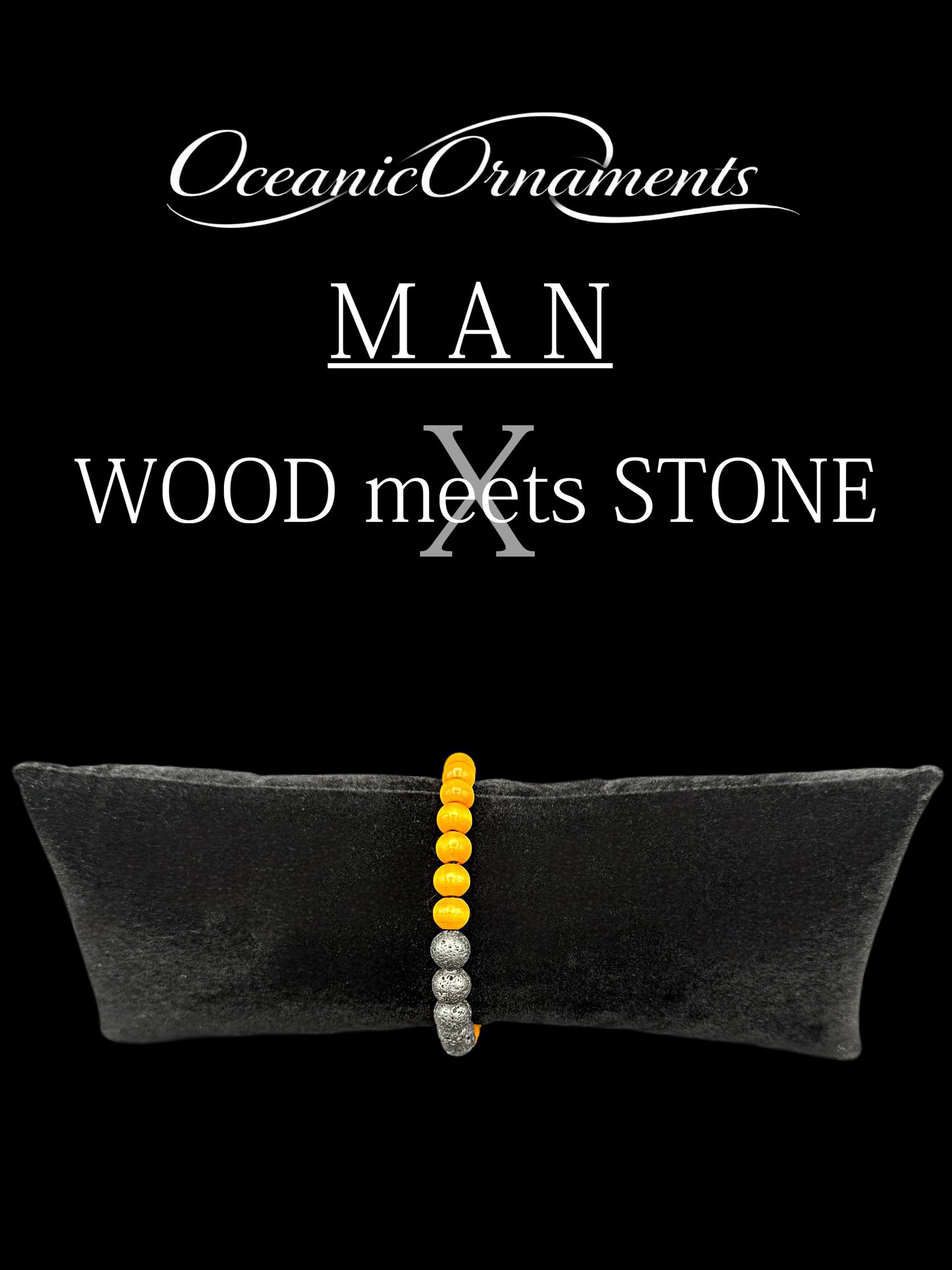 Herrenarmband „Wood meets Stone – Amber“