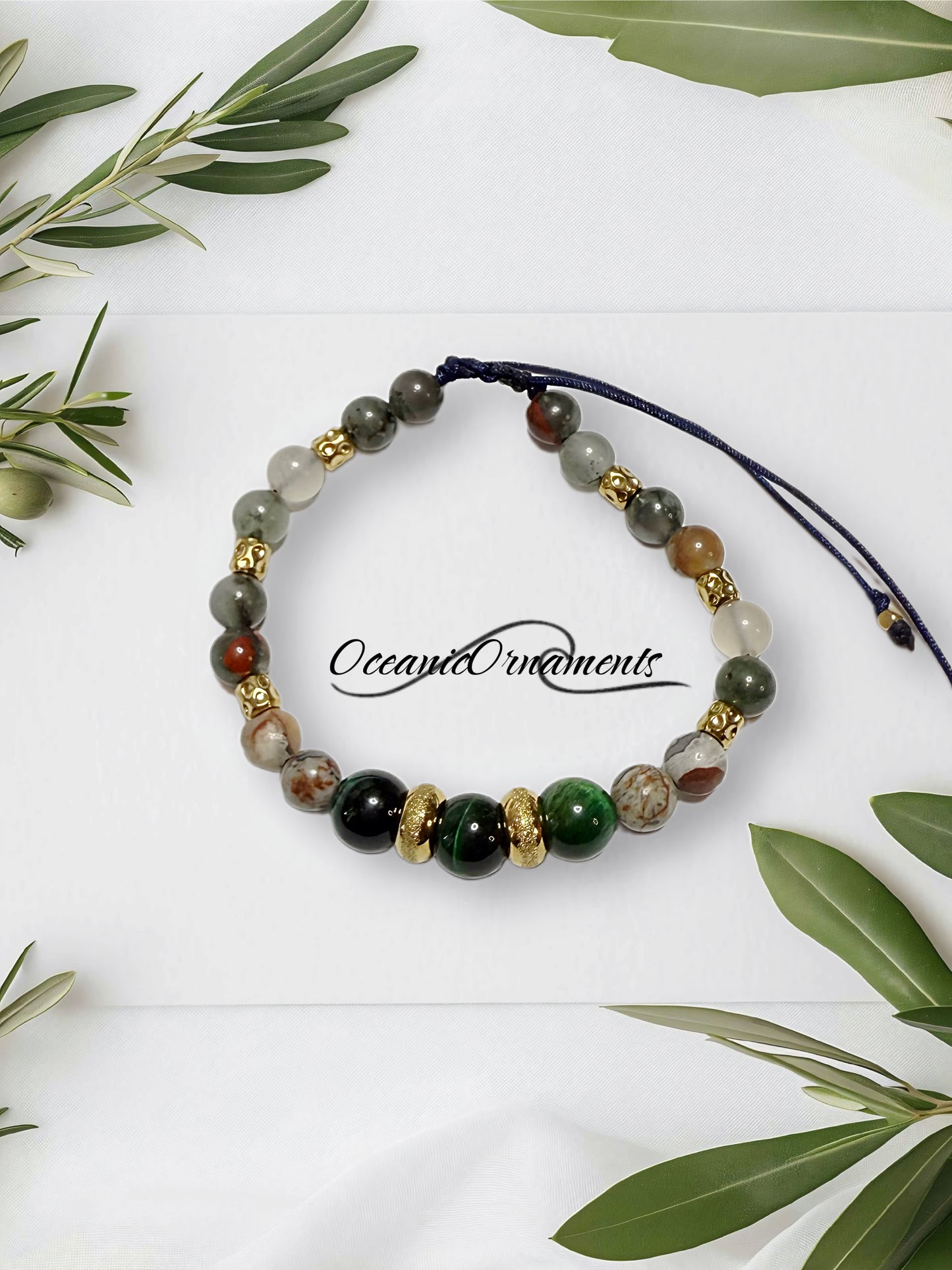 Waldkraft – Herren Heilsteinarmband aus Tigerauge & Jaspis