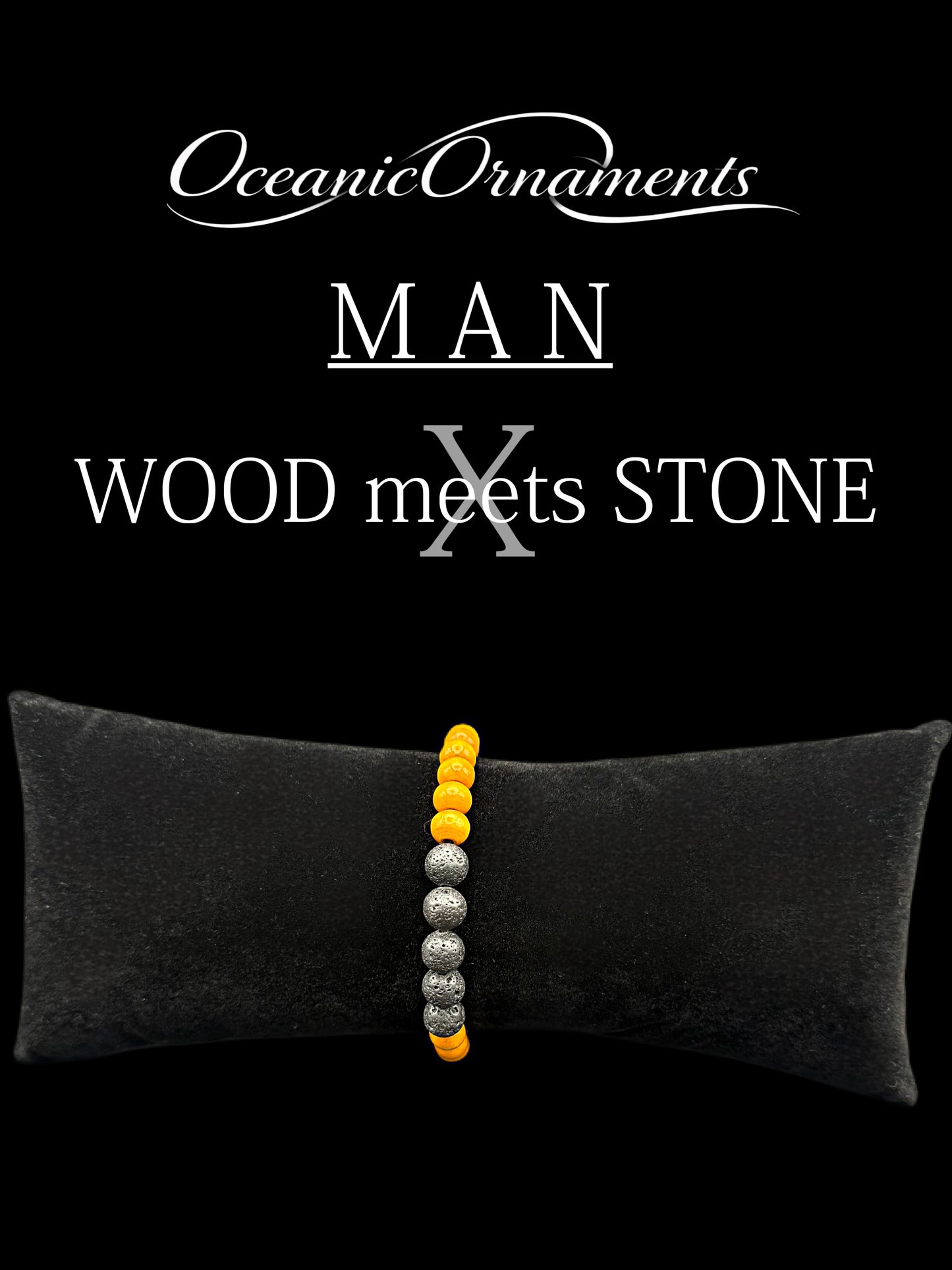 Herrenarmband „Wood meets Stone – Amber“