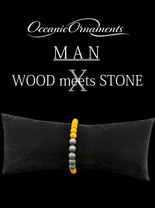 Herrenarmband „Wood meets Stone – Amber“